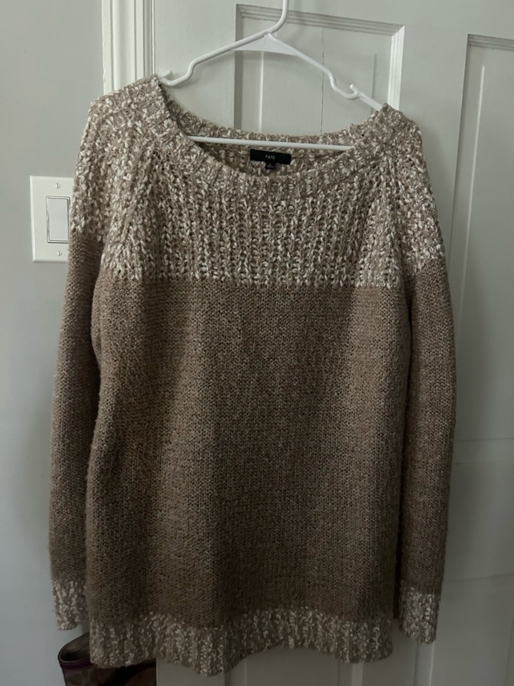 Fate Neutral Two-Tone Beige Crewneck Sweater